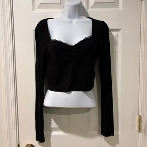 Shein lace trimmed ribbed crop top